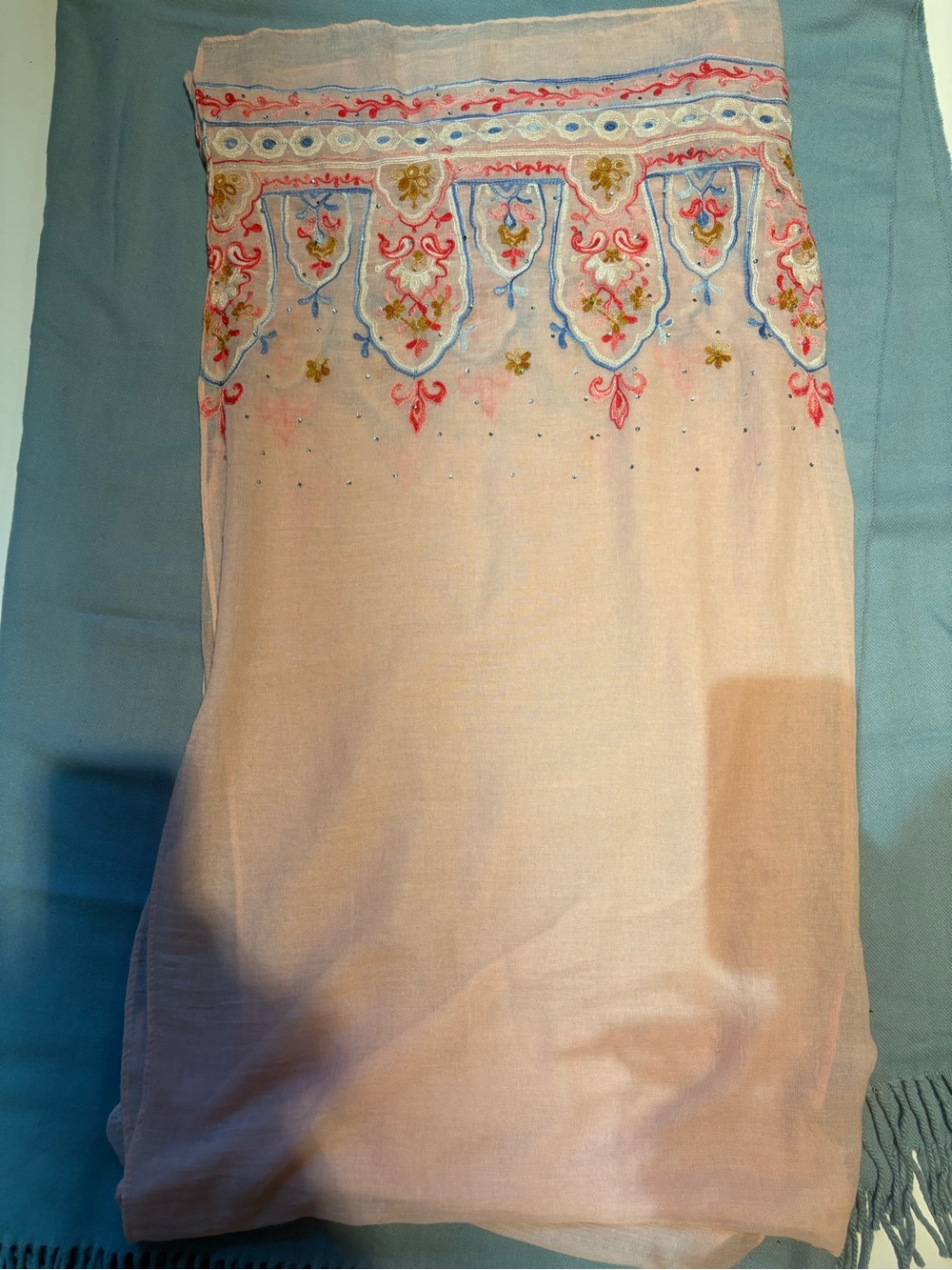 Do everything in love Pale Pink Embroidered robe